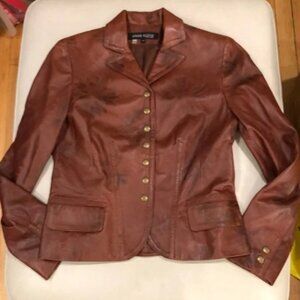 Anne Klein brown embossed leather jacket